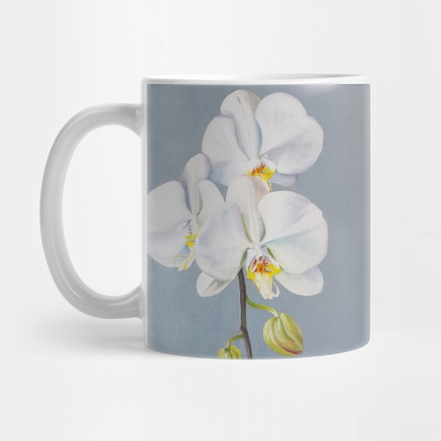 Phaelenopsis - moth orchid on blue by EmilyBickell